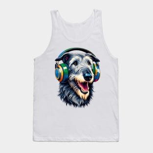 Irish Wolfhound Smiling DJ in Bold Japanese Art Tank Top